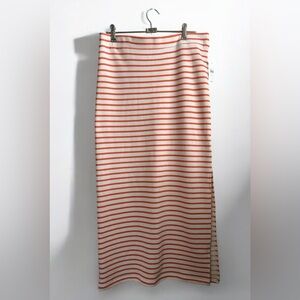 NWT Splendid Royale Midi Persimmon Stripe Skirt - Cotton Knit Size XL